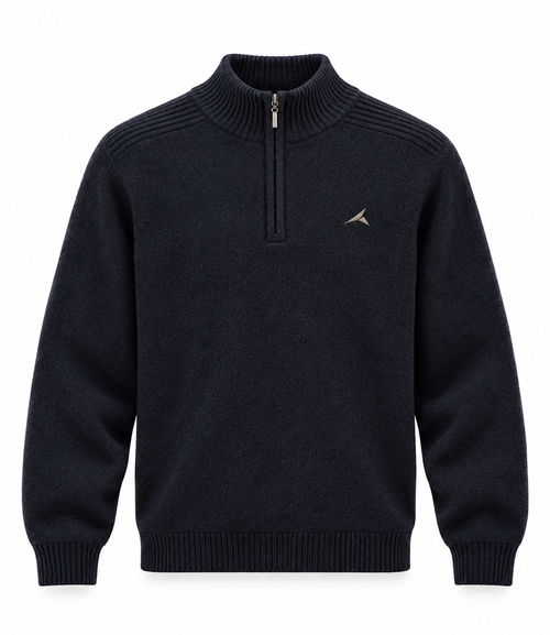 The Icon Quarter-Zip Knit in Navy, front