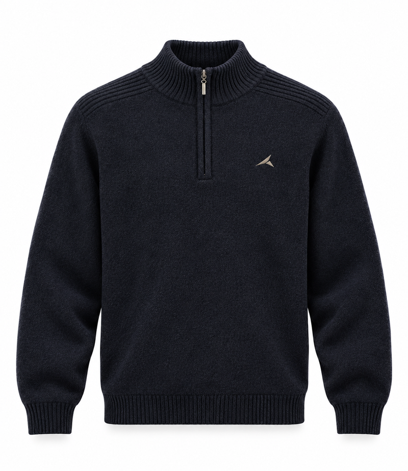 The Icon Quarter-Zip Knit in Navy, front